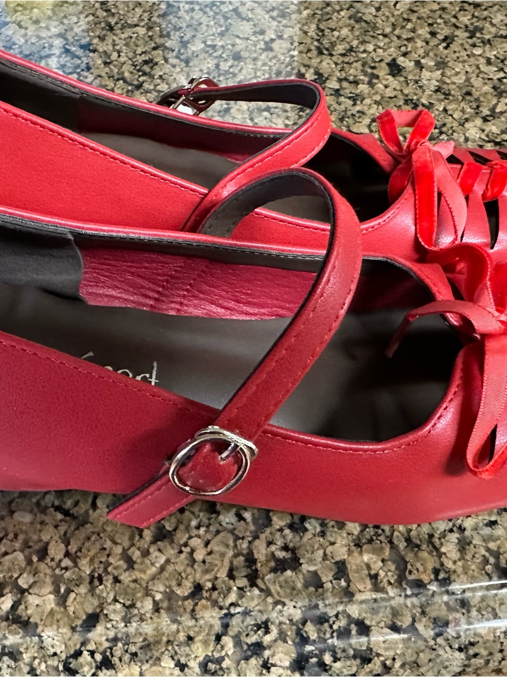 Red Mary Jane Flat Shoes for Women - Picture 2 of 3